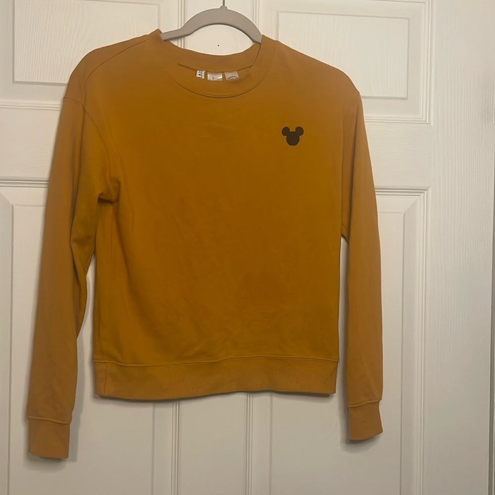 Disney Sweatshirt Mickey Mouse Long Sleeve Gold, Women's XS